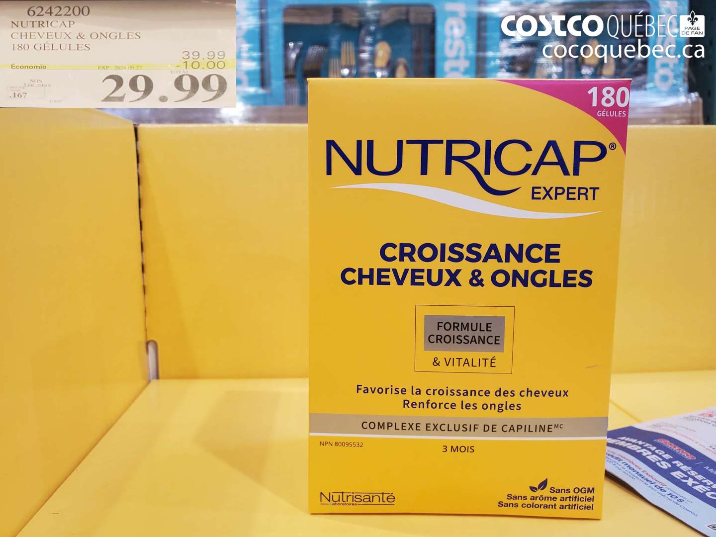 6242200 NUTRICAP CHEVEUX & ONGLES 180 GÉLULES ($10.00 INSTANT SAVINGS EXPIRES ON 2026-09-27) $29.99