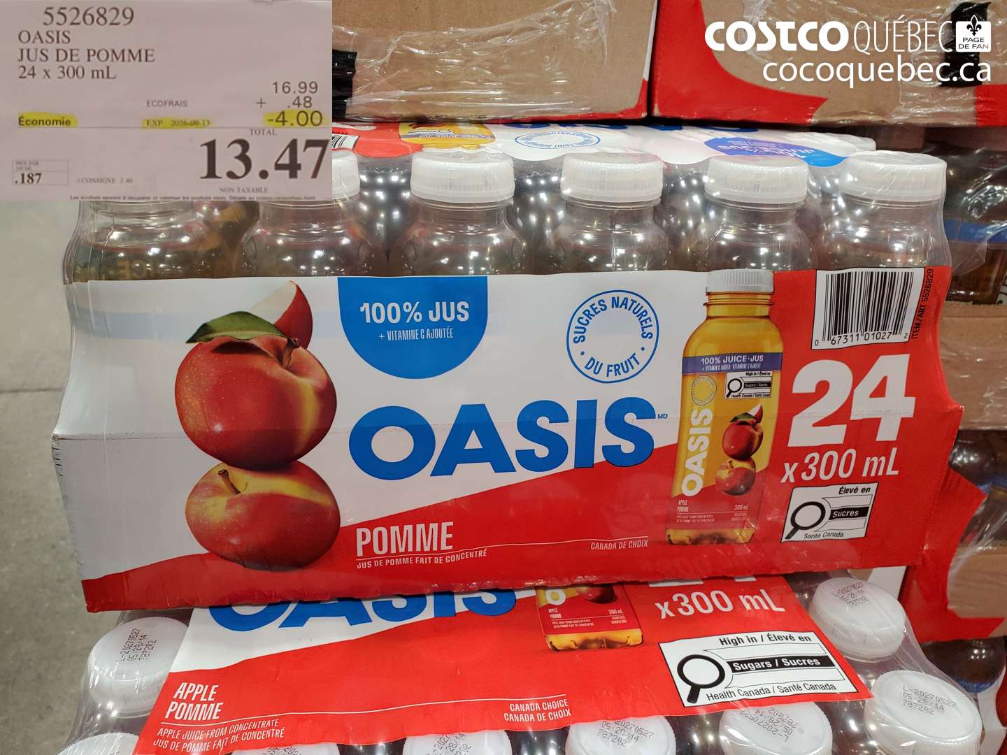 5526829 OASIS JUS DE POMME ($4.00 INSTANT SAVINGS EXPIRES ON 2026-09-13) $13.47