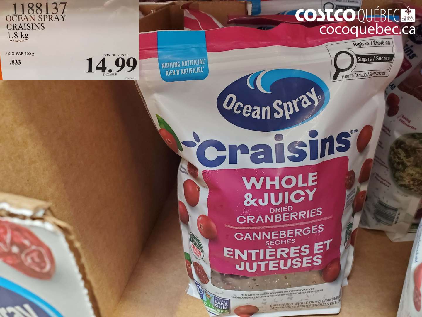 1188137 OCEAN SPRAY CRAISINS $14.99
