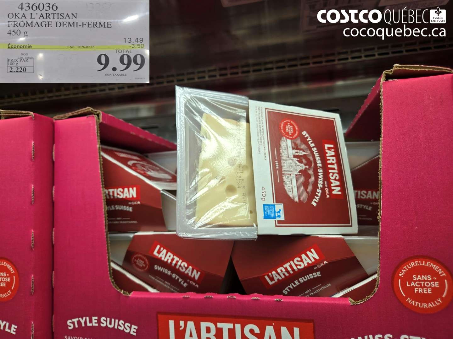 436036 OKA L'ARTISAN FROMAGE DEMI-FERME 450 G ($3.50 INSTANT SAVINGS EXPIRES ON 2026-09-16) $9.99