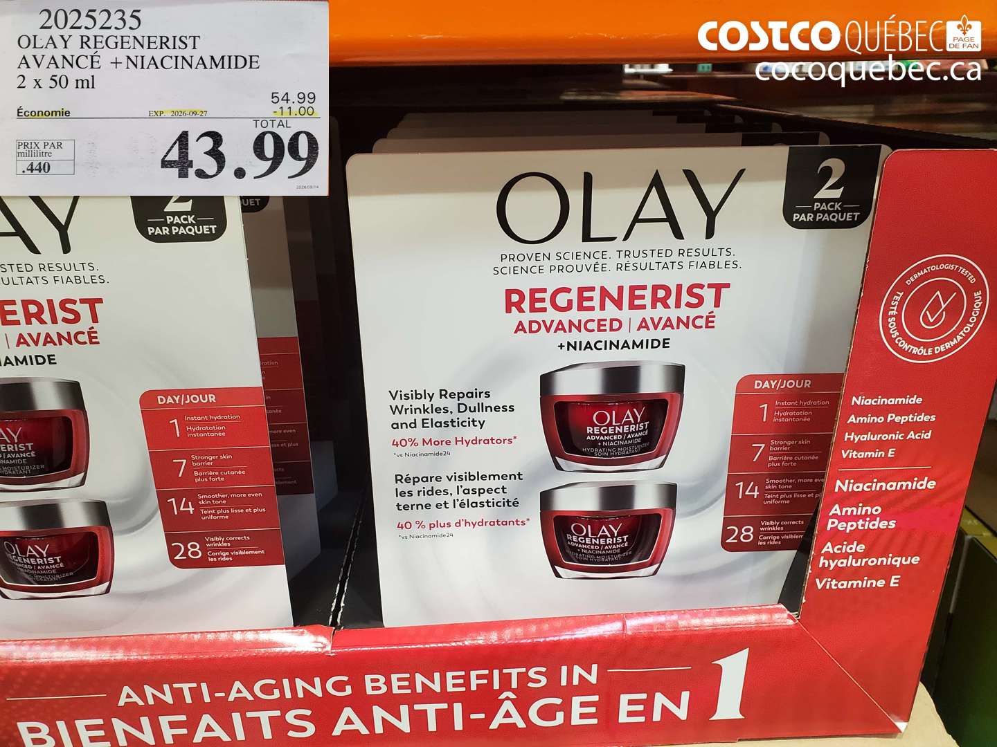 2025235 OLAY REGENERIST AVANCÉ + NIACINAMIDE ($11.00 INSTANT SAVINGS EXPIRES ON 2026-09-27) $43.99