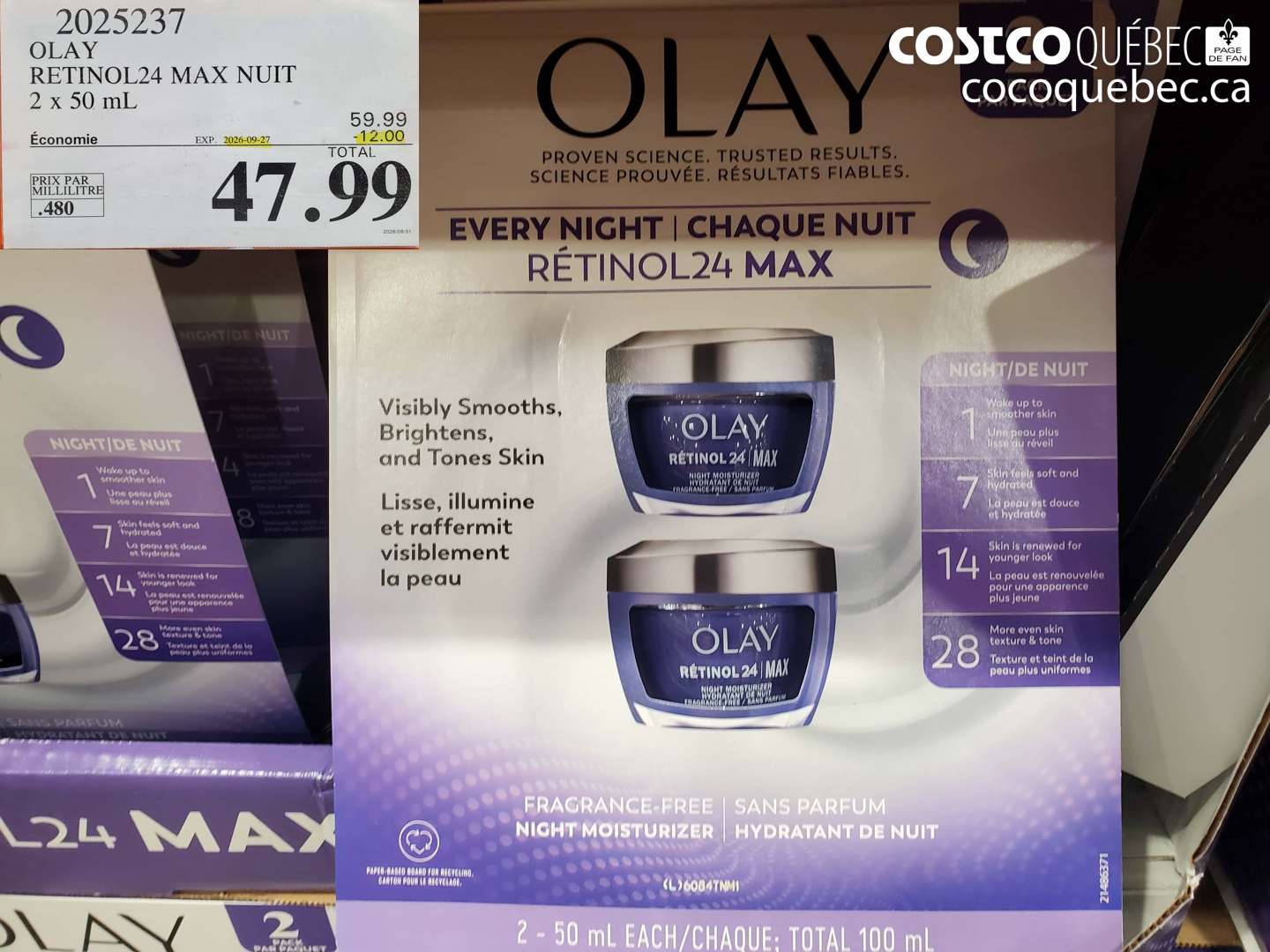 2025237 OLAY RETINOL24 MAX NUIT ($12.00 INSTANT SAVINGS EXPIRES ON 2026-09-27) $47.99