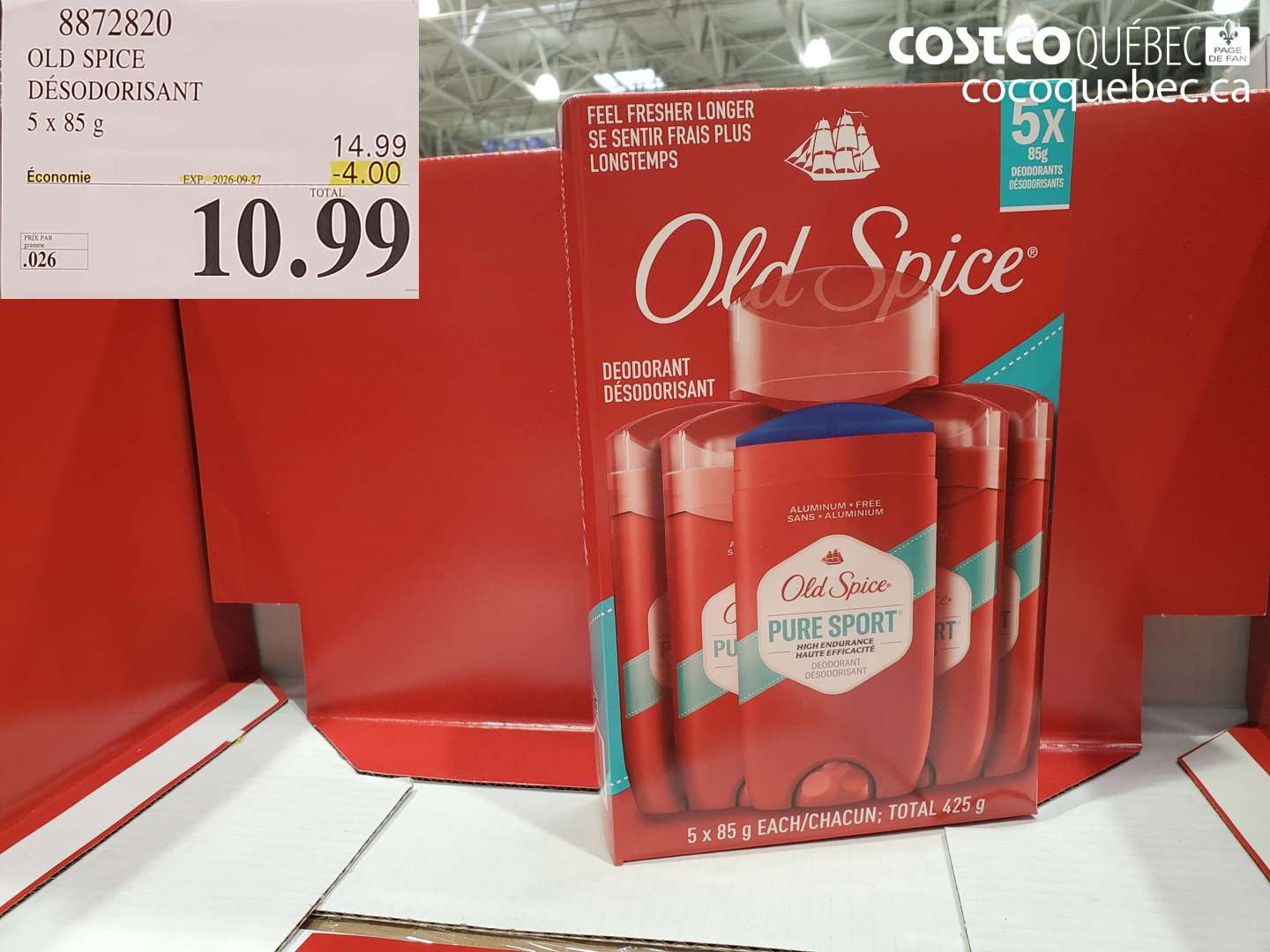 8872820 OLD SPICE DÉSODORISANT ($4.00 INSTANT SAVINGS EXPIRES ON 2026-09-27) $10.99