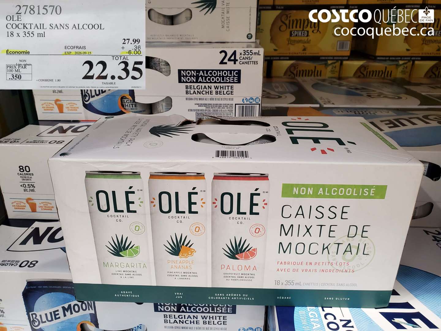 2781570 OLE COCKTAIL SANS ALCOOL ($6.00 INSTANT SAVINGS EXPIRES ON 2026-09-15) $22.35