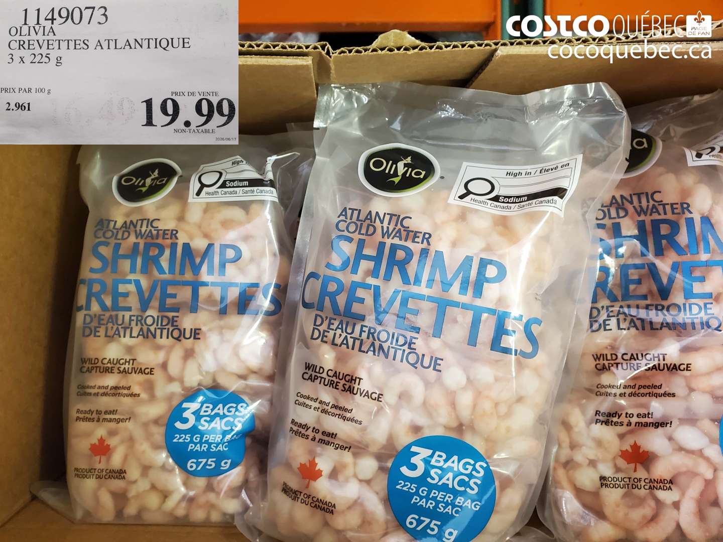 1149073 OLIVIA CREVETTES ATLANTIQUE $19.99