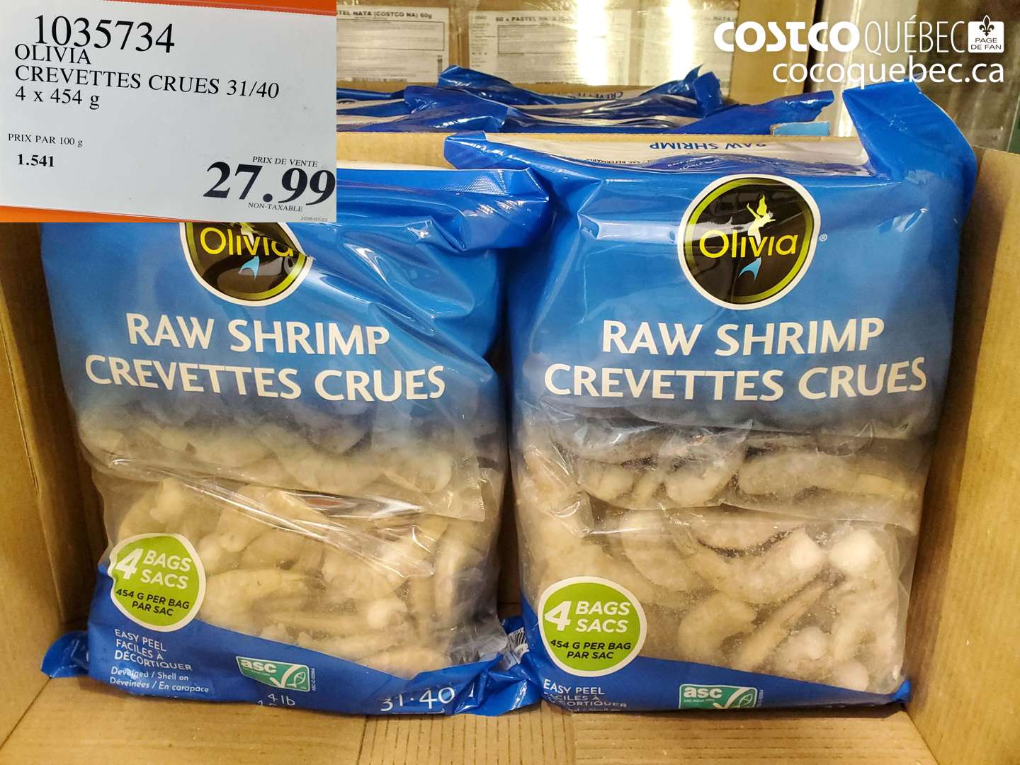 1035734 OLIVIA CREVETTES CRUES 31/40 $27.99
