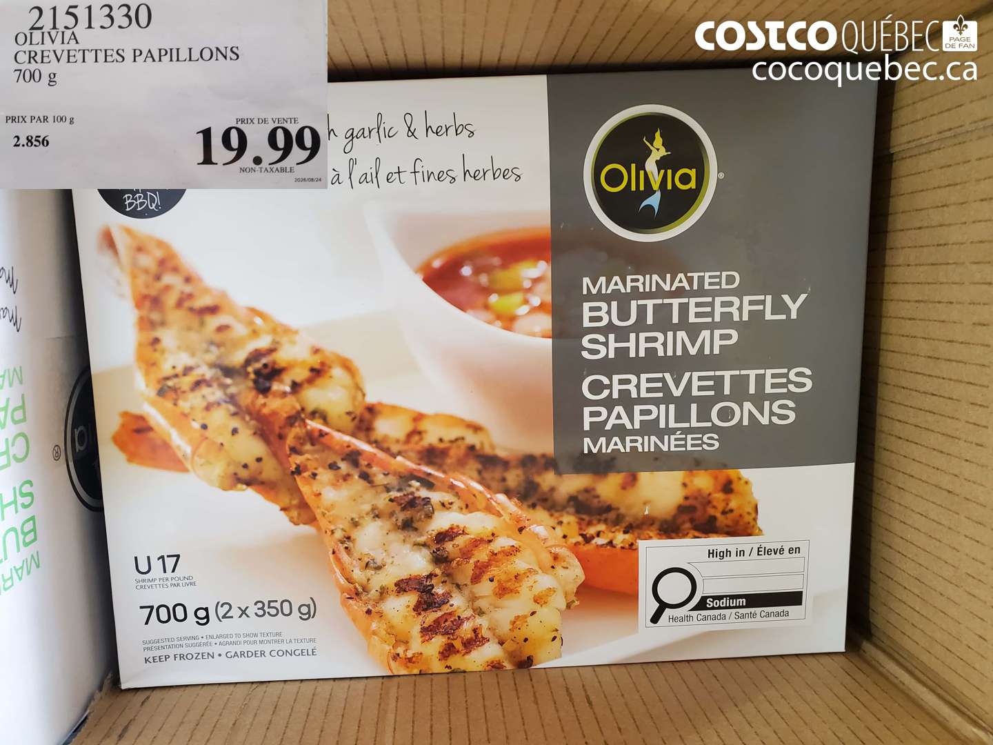 2151330 OLIVIA CREVETTES PAPILLONS $19.99