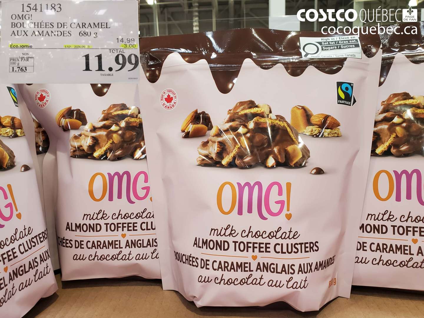 1541183 OMG! BOUCHÉES DE CARAMEL AUX AMANDES ($3.00 INSTANT SAVINGS EXPIRES ON 2026-09-13) $11.99