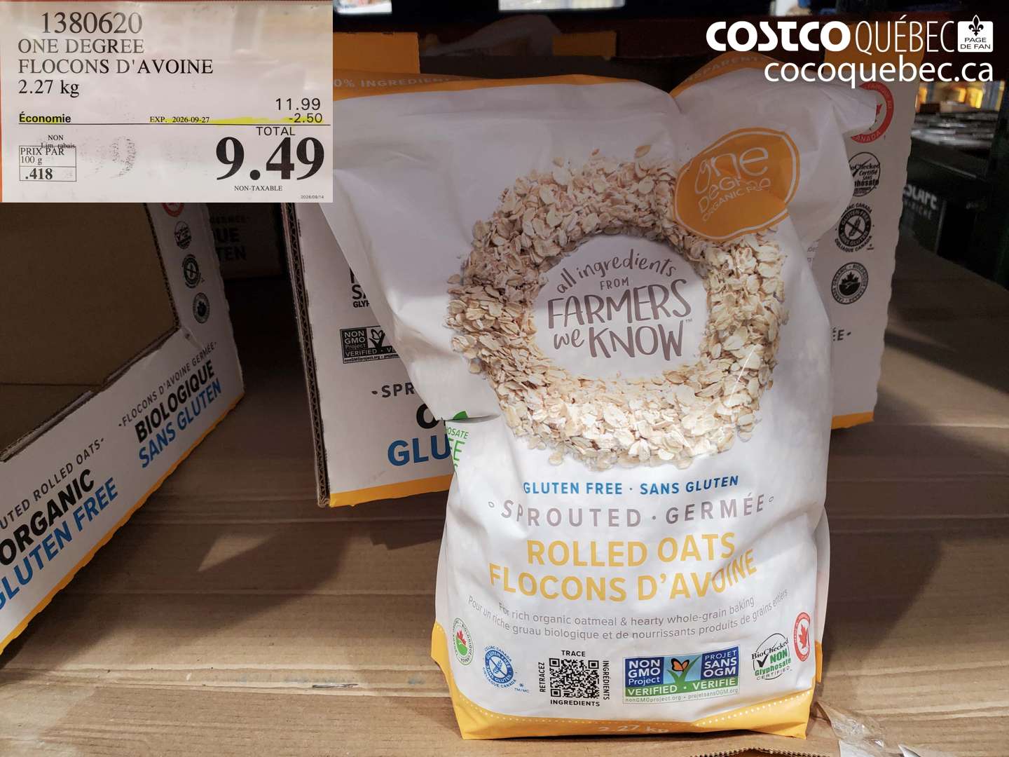 1380620 ONE DEGREE FLOCONS D'AVOINE ($2.50 INSTANT SAVINGS EXPIRES ON 2026-09-27) $9.49