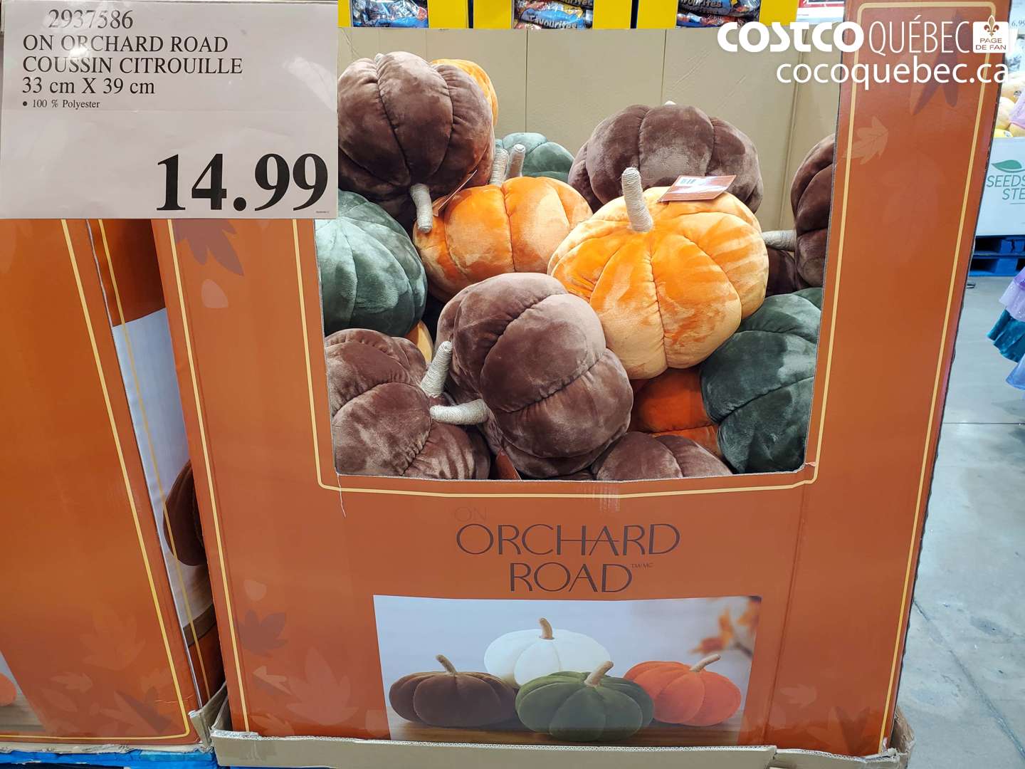 2937586 ON ORCHARD ROAD COUSSIN CITROUILLE 33 CM X 39 CM $14.99
