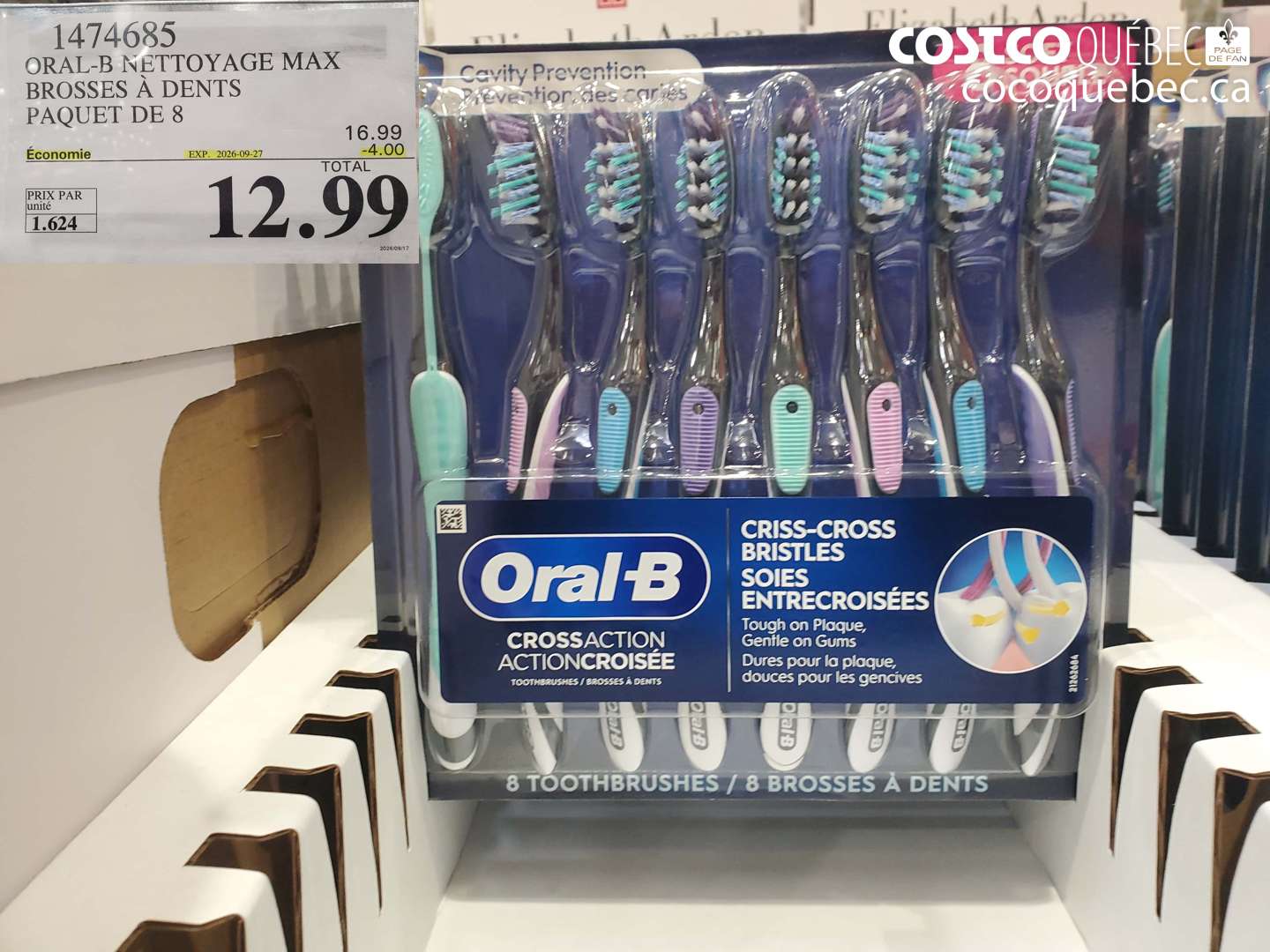 1474685 ORAL-B NETTOYAGE MAX BROSSES À DENTS PAQUET DE 8 ($4.00 INSTANT SAVINGS EXPIRES ON 2026-09-27) $12.99