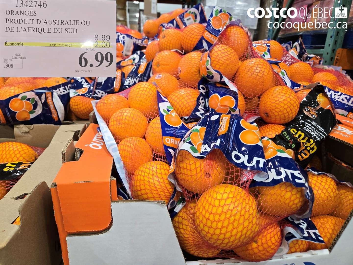 1342746 ORANGES PRODUIT D' AUSTRALIE OU DE L' AFRIQUE DU SUD ($2.00 INSTANT SAVINGS EXPIRES ON 2026-09-27) $6.99