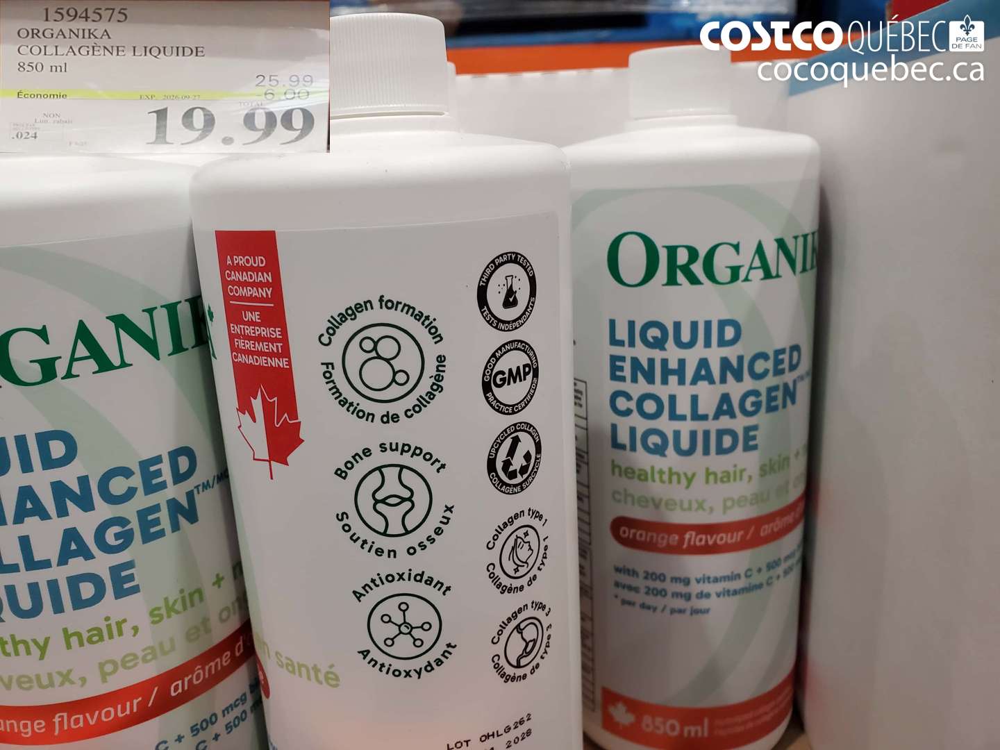 1594575 ORGANIKA COLLAGÈNE LIQUIDE 850 ML ($6.00 INSTANT SAVINGS EXPIRES ON 2026-09-27) $19.99