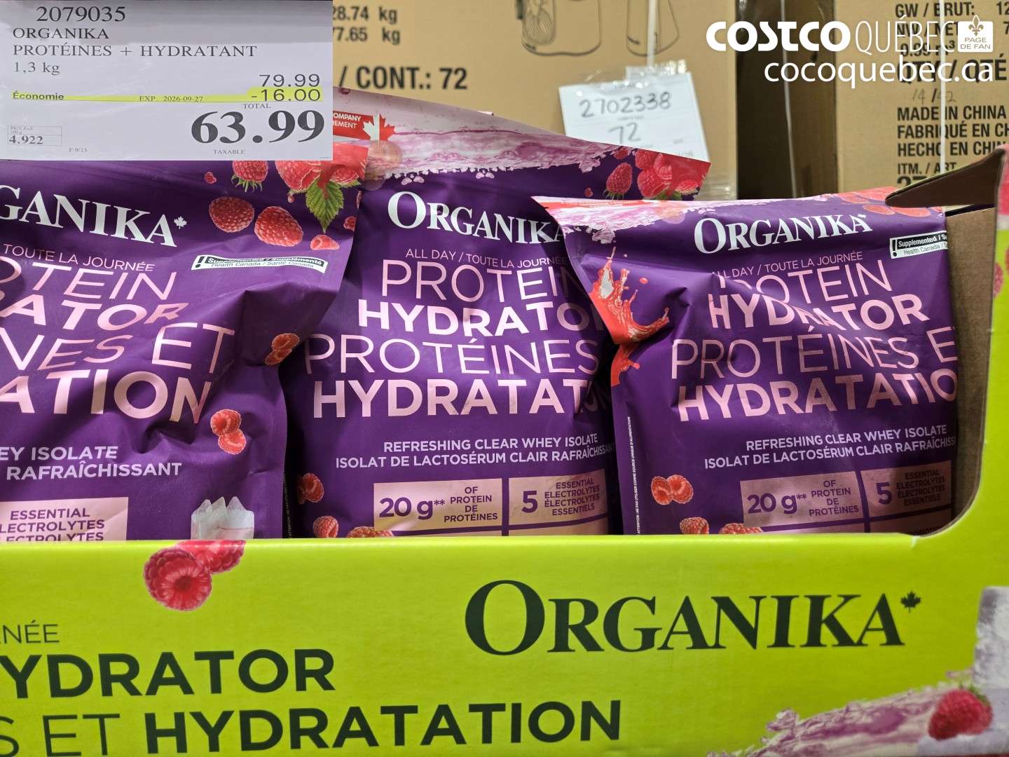 2079035 ORGANIKA PROTÉINES + HYDRATANT 1.3 KG ($16.00 INSTANT SAVINGS EXPIRES ON 2026-09-27) $63.99