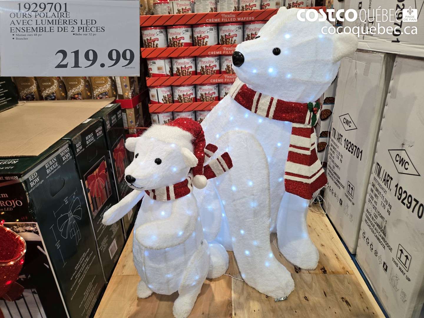 1929701 OURS POLAIRE AVEC LUMIÈRES LED ENSEMBLE DE 2 PIÈCES $219.99