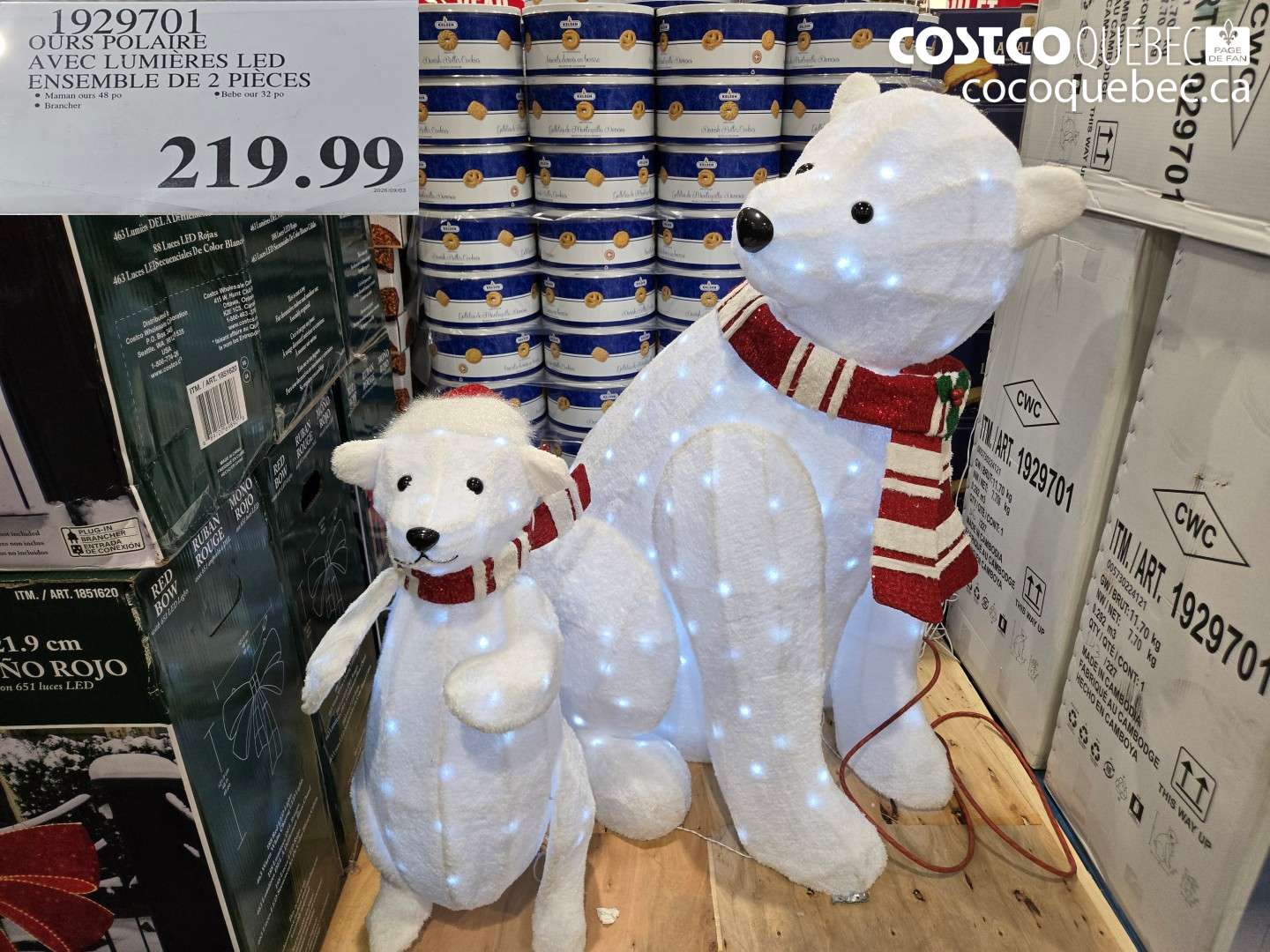 1929701 OURS POLAIRE AVEC LUMIÈRES LED ENSEMBLE DE 2 PIÈCES $219.99