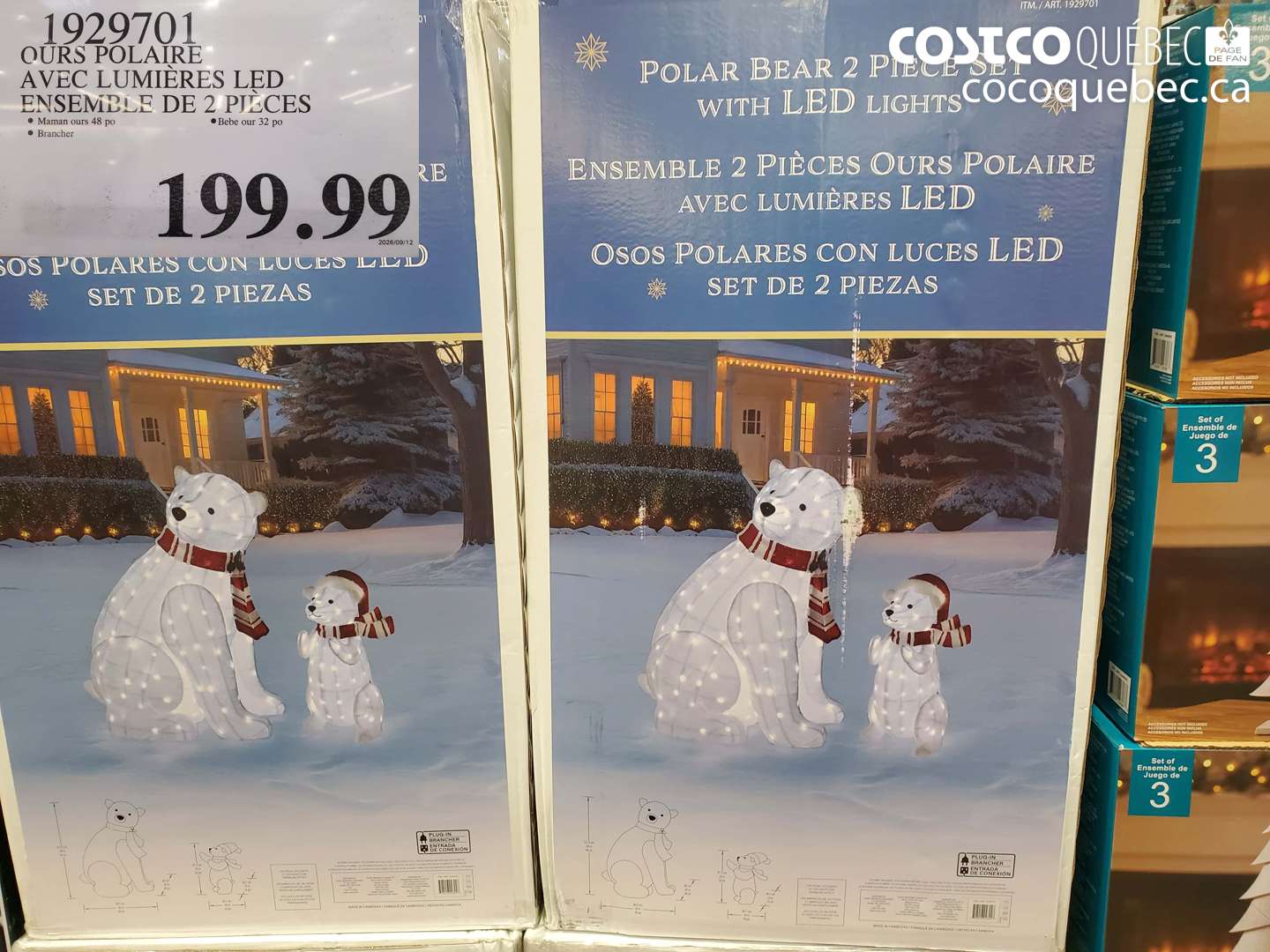 1929701 OURS POLAIRE AVEC LUMIÈRES LED ENSEMBLE DE 2 PIÈCES $199.99