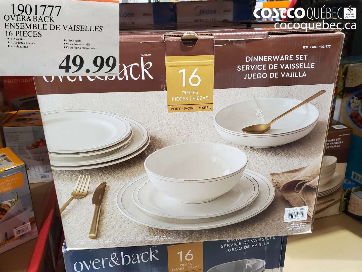 1901777 OVER&BACK ENSEMBLE DE VAISELLES 16 PIECES $49.99