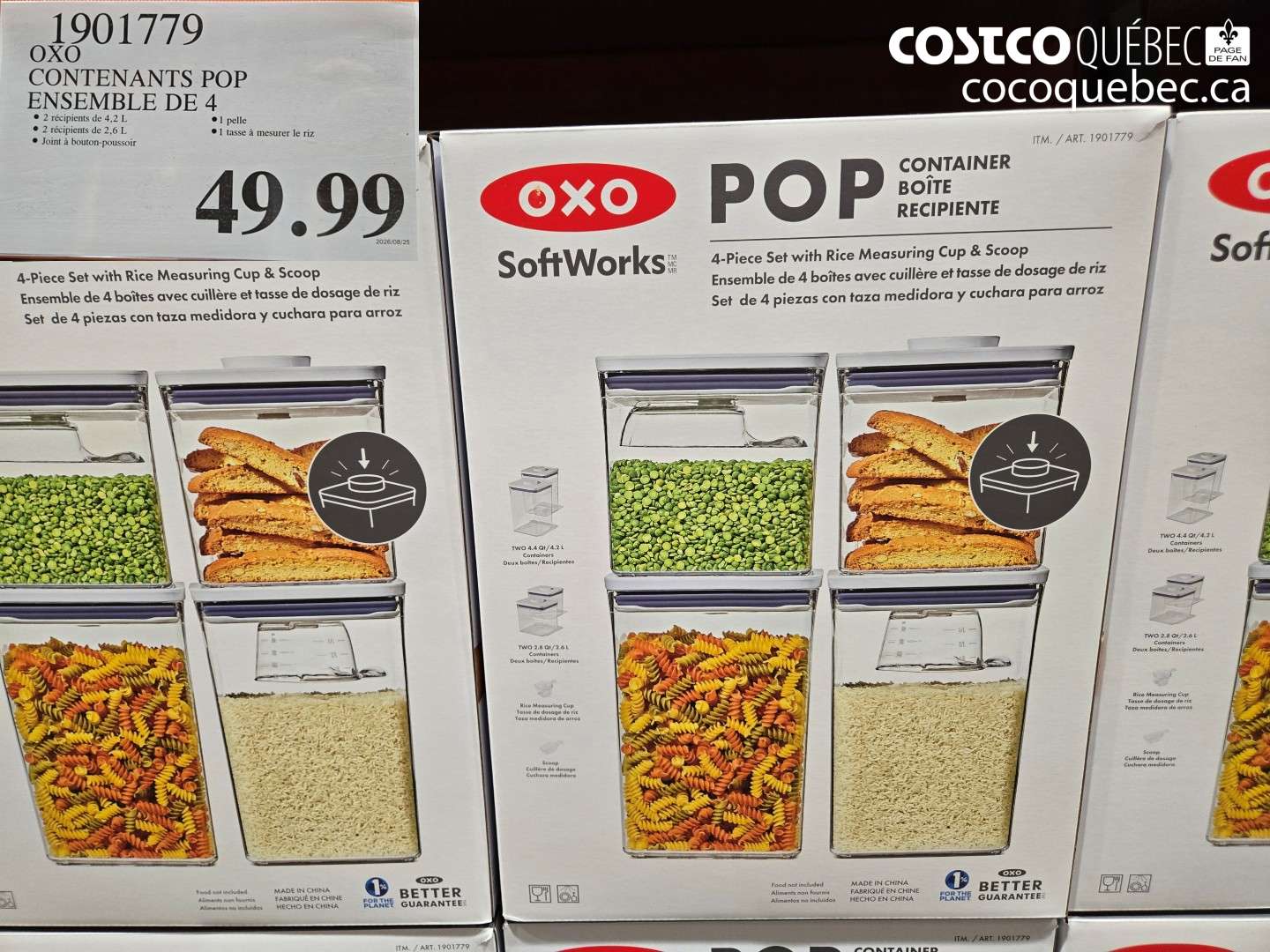 1901779 OXO CONTENANTS POP ENSEMBLE DE 4 $49.99