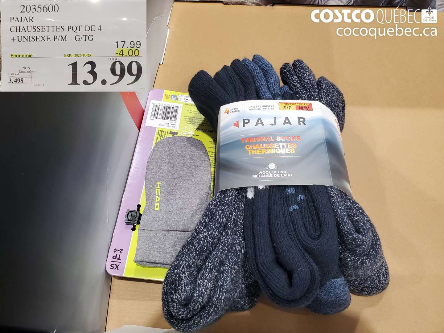 2035600 PAJAR CHAUSSETTES PQT DE 4 +UNISEXE P/M - G/TG ($4.00 INSTANT SAVINGS EXPIRES ON 2026-10-25) $13.99