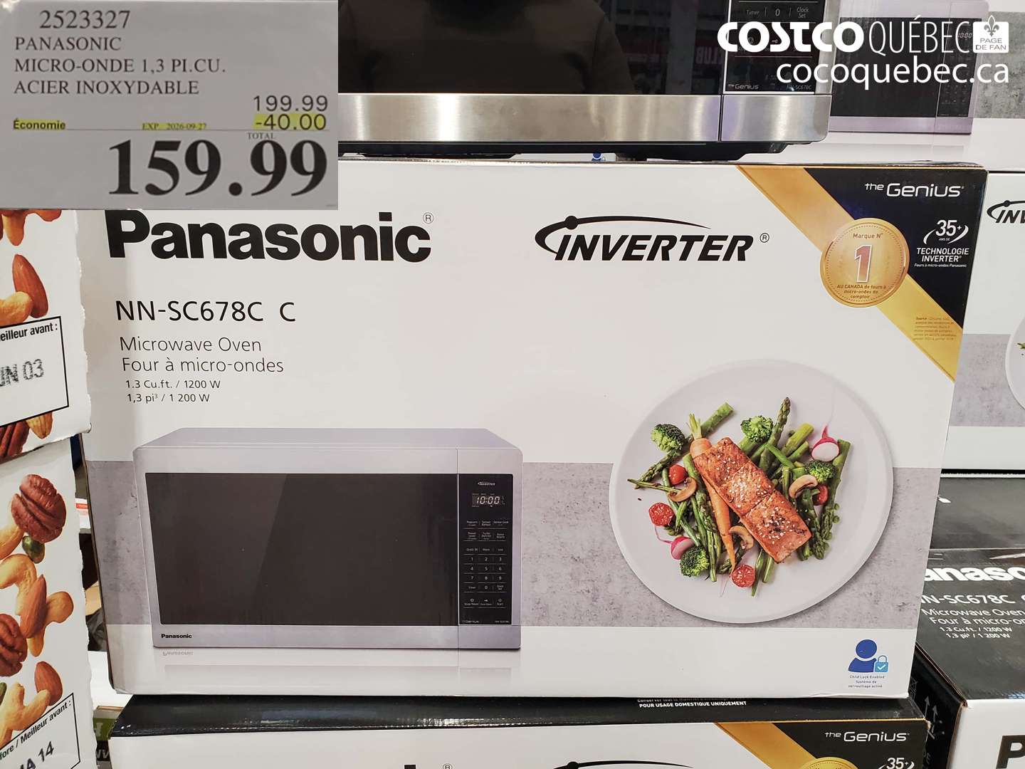 2523327 PANASONIC MICRO-ONDE 1,3 PI.CU. ACIER INOXYDABLE ($40.00 INSTANT SAVINGS EXPIRES ON 2026-09-27) $159.99