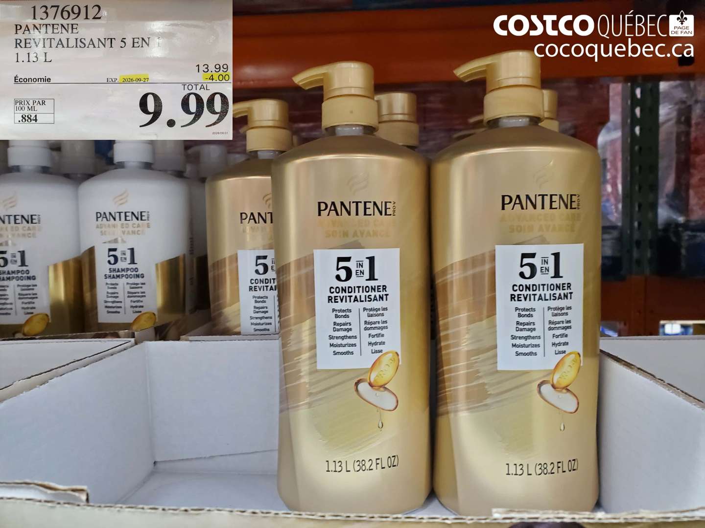 1376912 PANTENE REVITALISANT 5 EN 1 1.13 L ($4.00 INSTANT SAVINGS EXPIRES ON 2026-09-27) $9.99