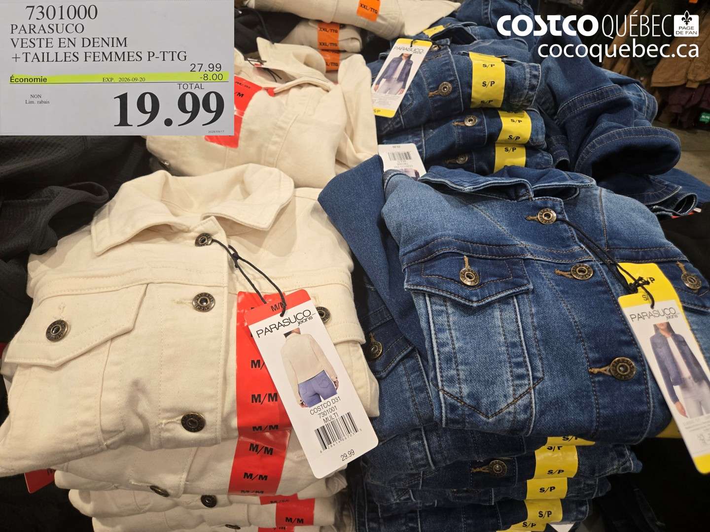 7301000 PARASUCO VESTE EN DENIM ($8.00 INSTANT SAVINGS EXPIRES ON 2026-09-20) $19.99
