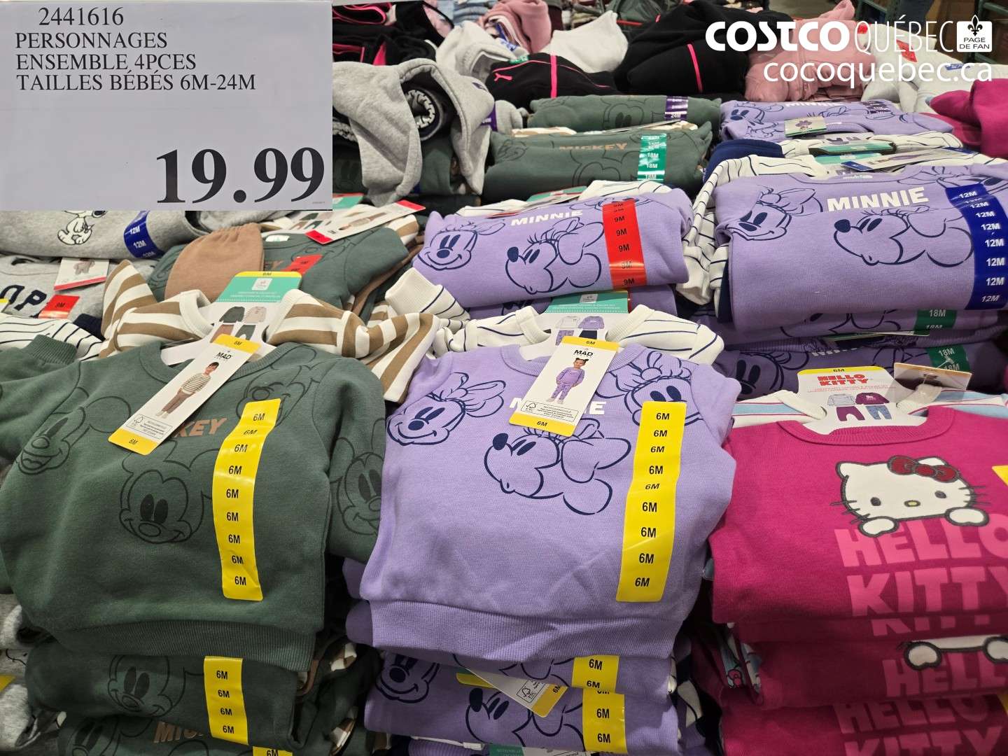2441616 PERSONNAGES ENSEMBLE 4PCES TAILLES BÉBÉS 6M-24M $19.99