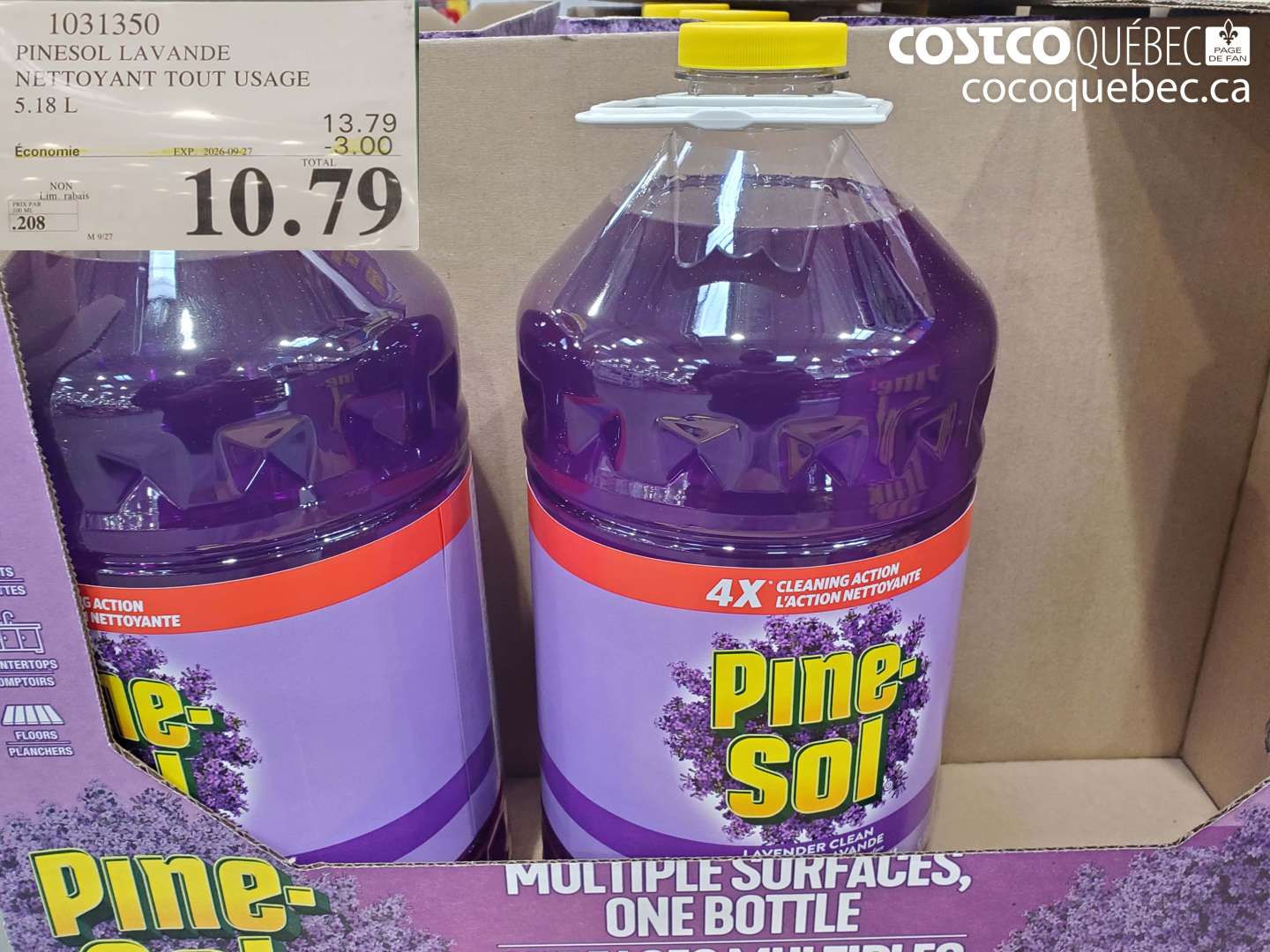 1031350 PINESOL LAVANDE NETTOYANT TOUT USAGE ($3.00 INSTANT SAVINGS EXPIRES ON 2026-09-27) $10.79