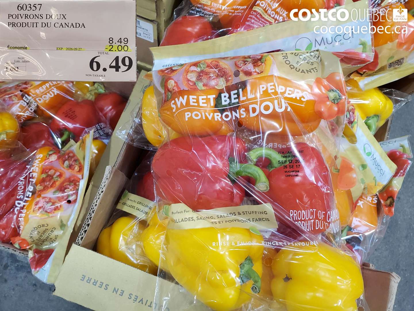 60357 POIVRONS DOUX PRODUIT DU CANADA ($2.00 INSTANT SAVINGS EXPIRES ON 2026-09-27) $6.49