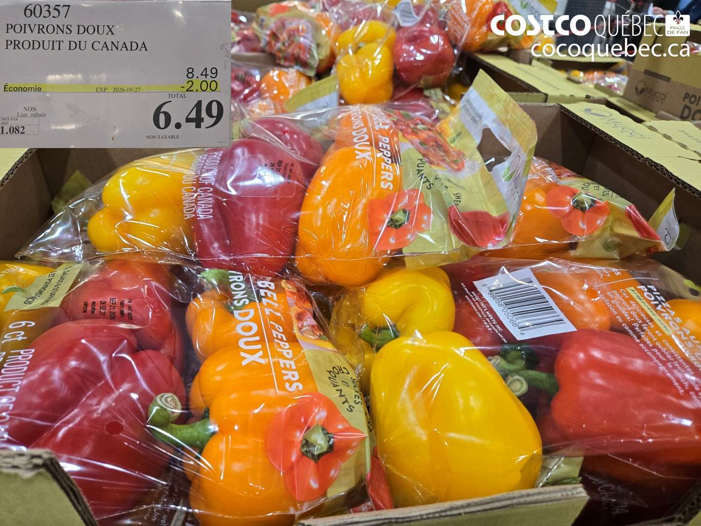 60357 POIVRONS DOUX PRODUIT DU CANADA ($2.00 INSTANT SAVINGS EXPIRES ON 2026-09-27) $6.49