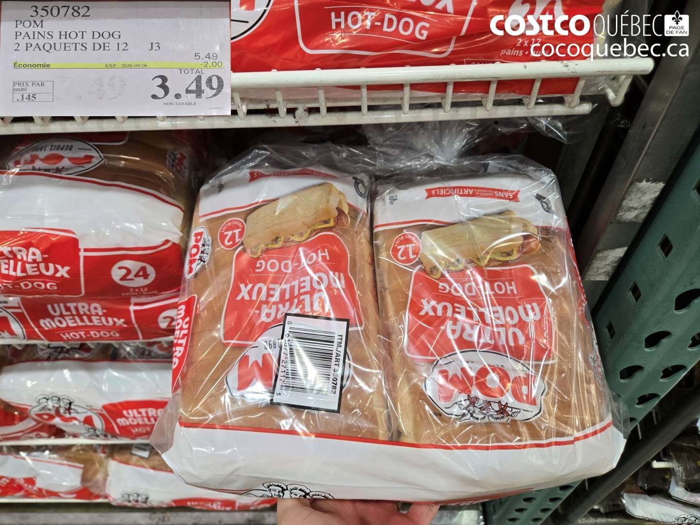 350782 POM PAINS HOT DOG 2 PAQUETS DE 12 ($2.00 INSTANT SAVINGS EXPIRES ON 2026-09-06) $3.49