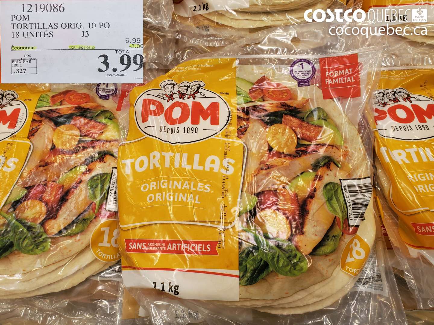 1219086 POM TORTILLAS ORIG. 10 PO 18 UNITÉS ($2.00 INSTANT SAVINGS EXPIRES ON 2026-09-13) $3.99