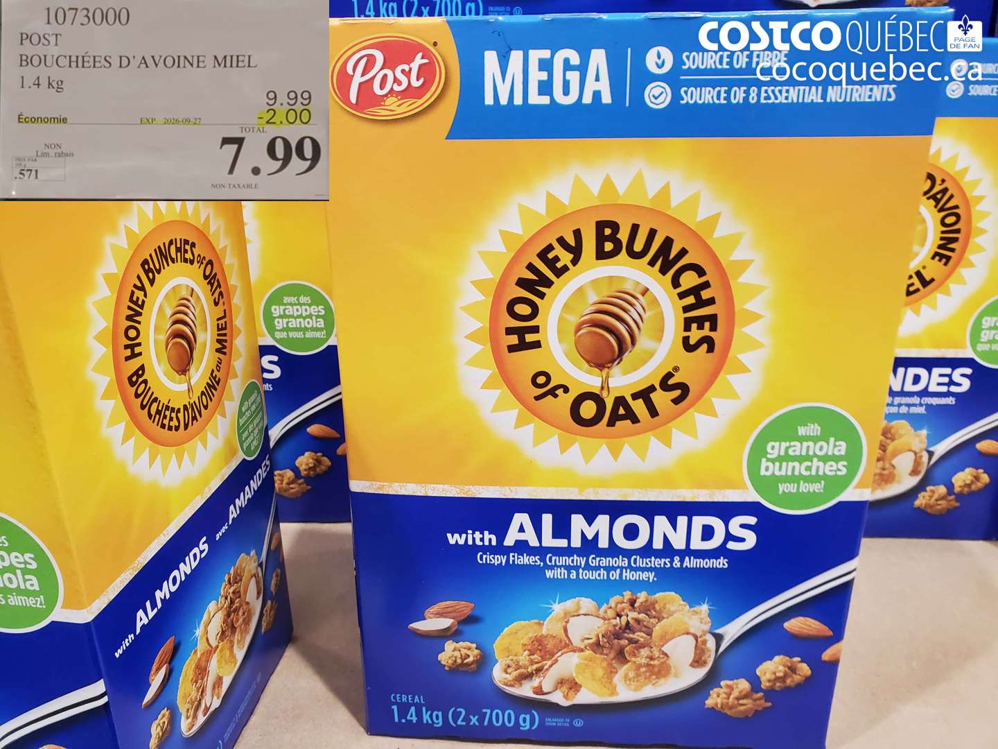 1073000 POST BOUCHÉES D'AVOINE MIEL ($2.00 INSTANT SAVINGS EXPIRES ON 2026-09-27) $7.99