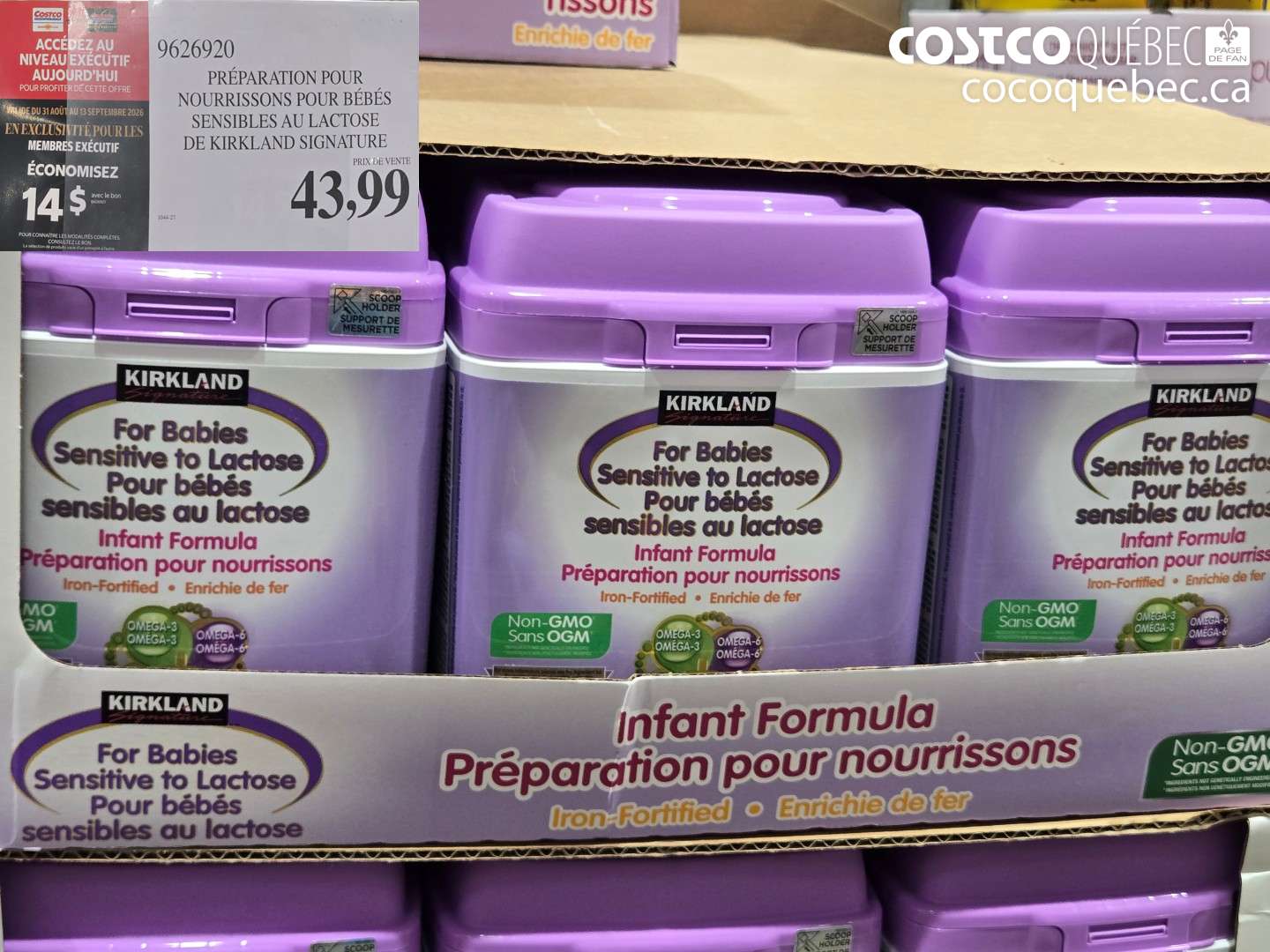 9626920 PRÉPARATION POUR NOURRISSONS POUR BÉBÉS SENSIBLES AU LACTOSE DE KIRKLAND SIGNATURE ($14.00 INSTANT SAVINGS EXPIRES ON 2026-09-13) $43.99