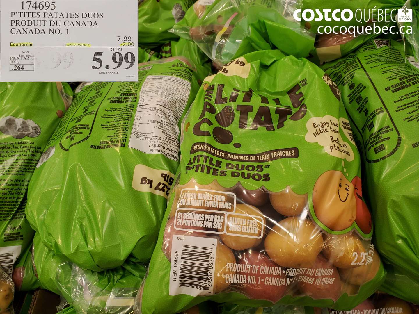 174695 P'TITES PATATES DUOS PRODUIT DU CANADA CANADA NO. 1 ($2.00 INSTANT SAVINGS EXPIRES ON 2026-09-13) $5.99