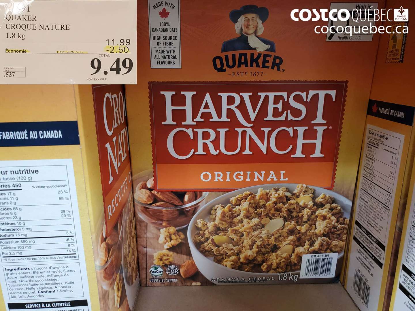 91 QUAKER CROQUE NATURE ($2.50 INSTANT SAVINGS EXPIRES ON 2026-09-13) $9.49