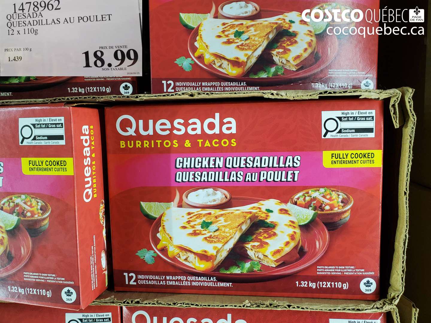1478962 QUESADA QUESADILLAS AU POULET $18.99