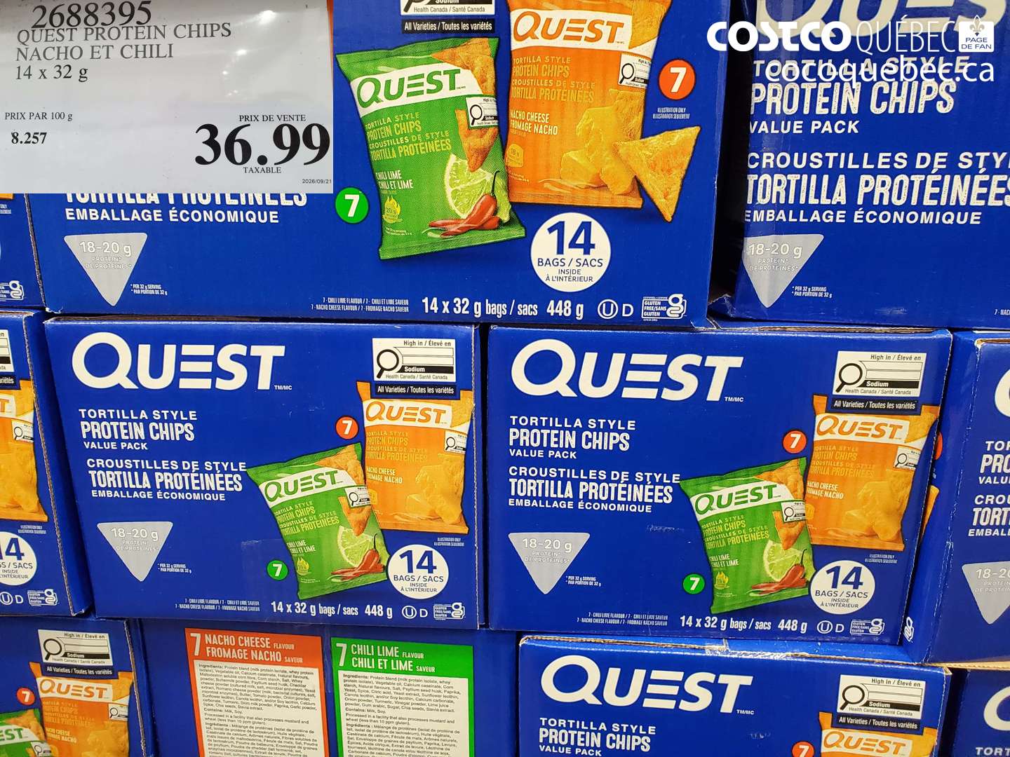 2688395 QUEST PROTEIN CHIPS NACHO ET CHILI $36.99