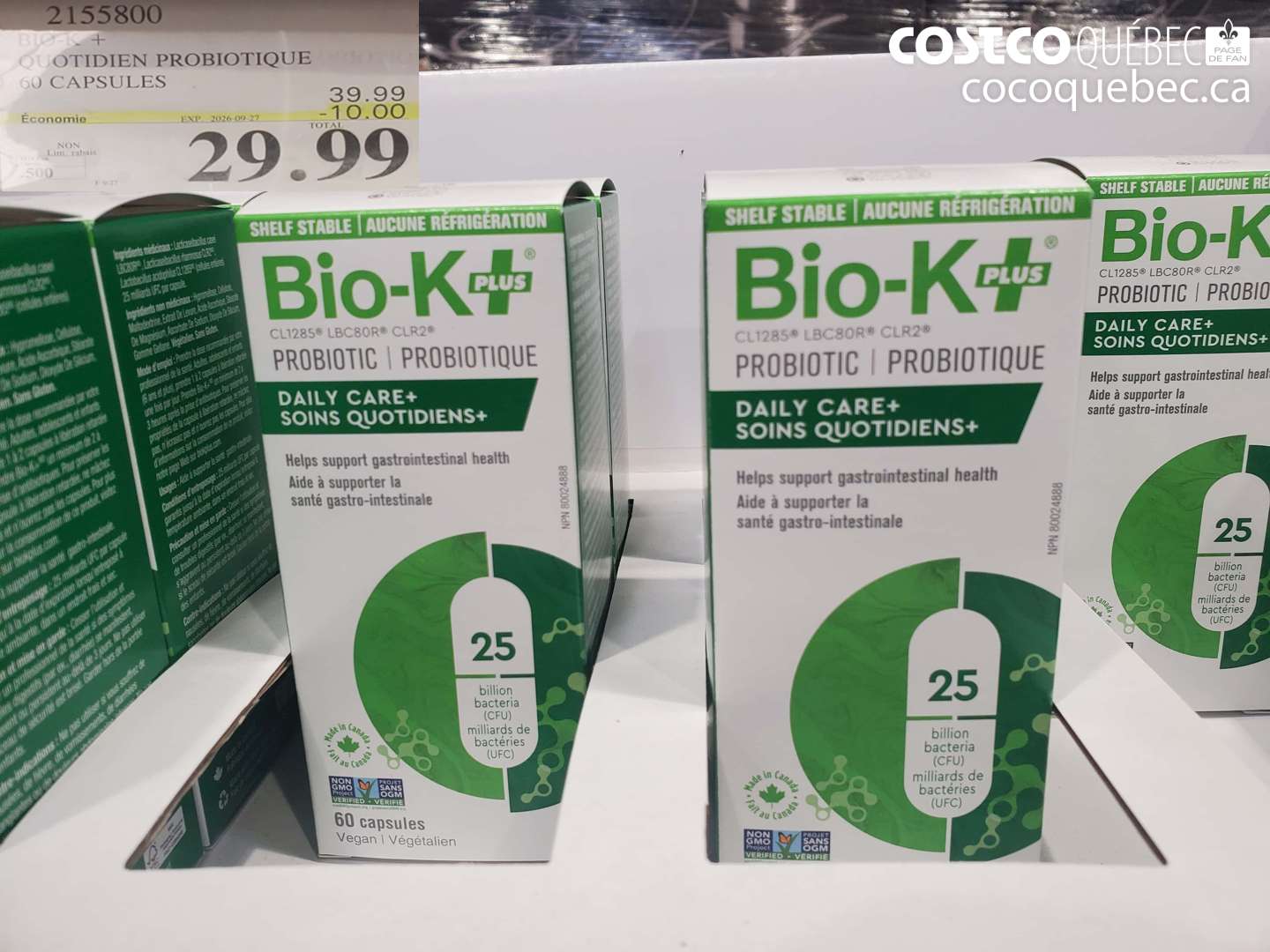 2155800 QUOTIDIEN PROBIOTIQUE 60 CAPSULES ($10.00 INSTANT SAVINGS EXPIRES ON 2026-09-27) $29.99