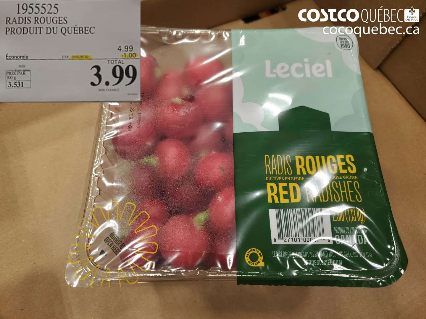 1955525 RADIS ROUGES PRODUIT DU QUÉBEC ($1.00 INSTANT SAVINGS EXPIRES ON 2026-09-30) $3.99