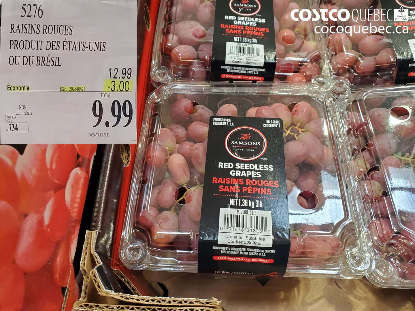 5276 RAISINS ROUGES ($3.00 INSTANT SAVINGS EXPIRES ON 2026-09-21) $9.99