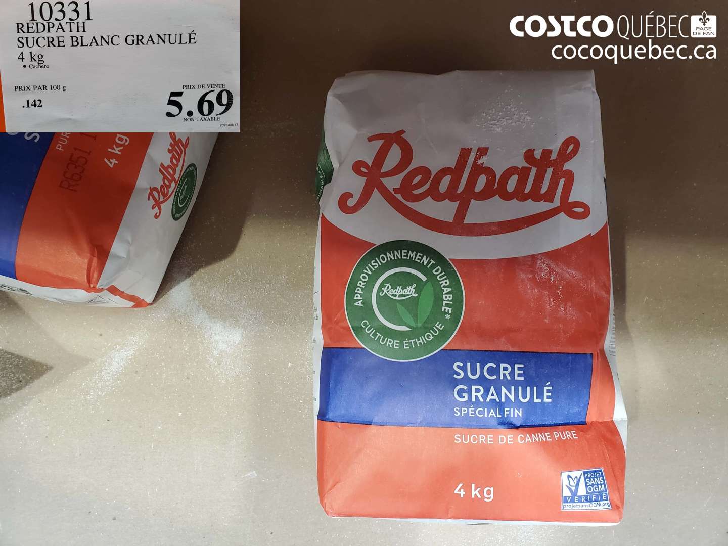 10331 REDPATH SUCRE BLANC GRANULÉ 4 KG $5.69