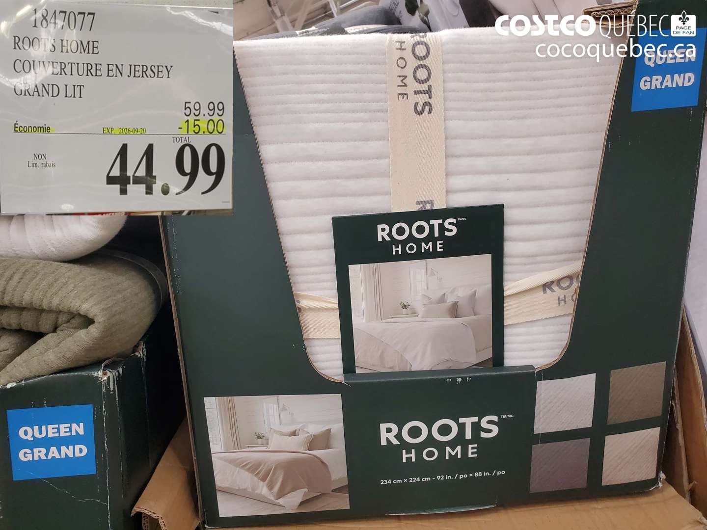 1847077 ROOTS HOME COUVERTURE EN JERSEY GRAND LIT ($15.00 INSTANT SAVINGS EXPIRES ON 2026-09-20) $44.99