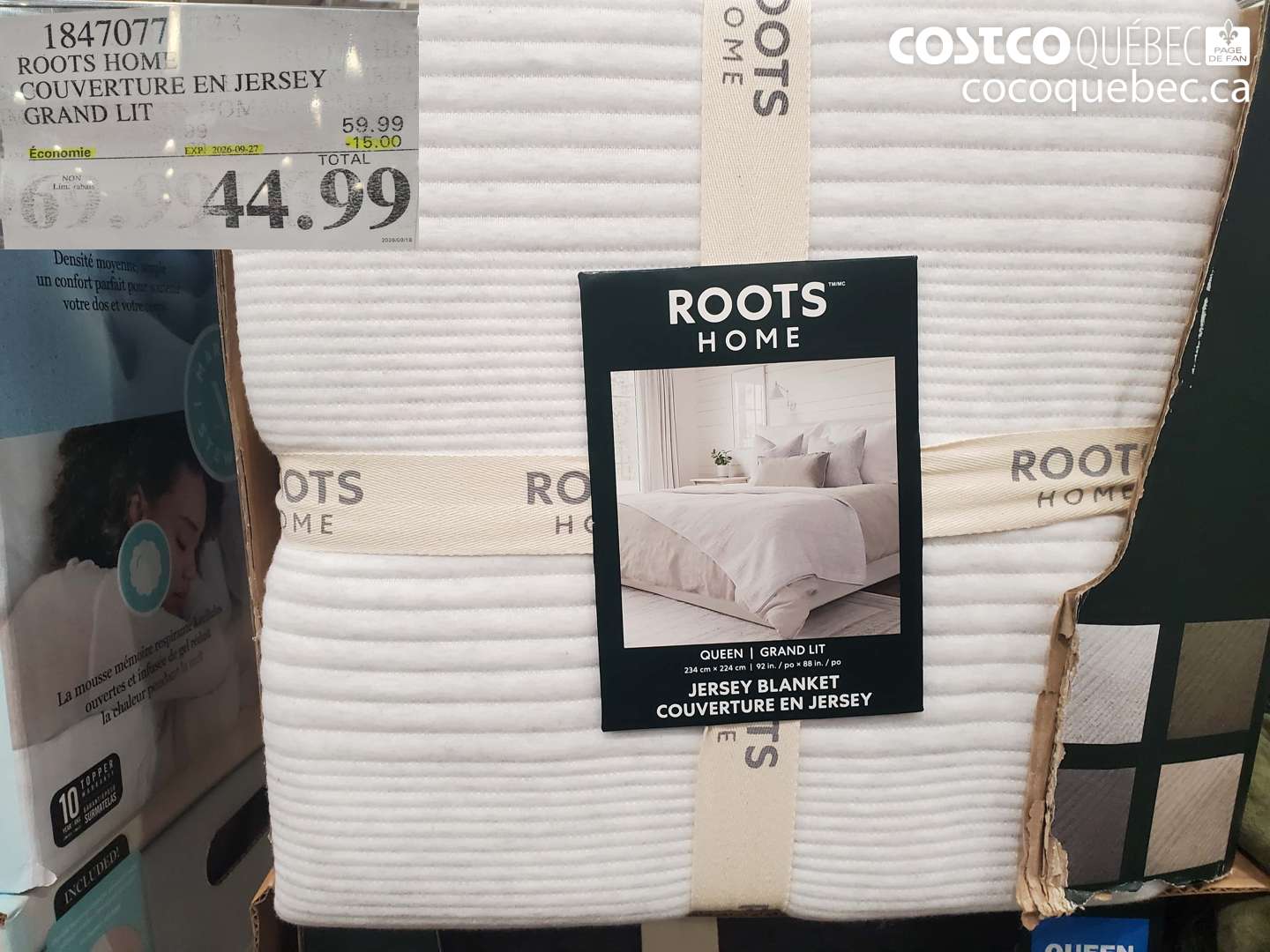 1847077 ROOTS HOME COUVERTURE EN JERSEY GRAND LIT ($15.00 INSTANT SAVINGS EXPIRES ON 2026-09-27) $44.99