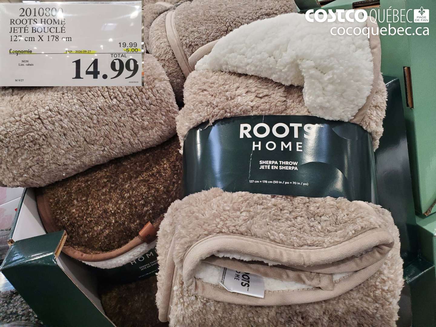 2010800 ROOTS HOME JETÉ BOUCLÉ 127 CM X 178 CM ($5.00 INSTANT SAVINGS EXPIRES ON 2026-09-27) $14.99