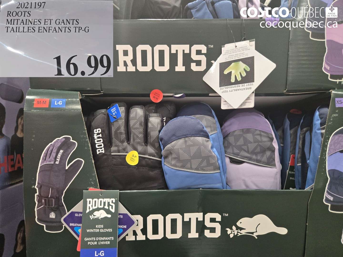 2021197 ROOTS MITAINES ET GANTS TAILLES ENFANTS TP-G $16.99