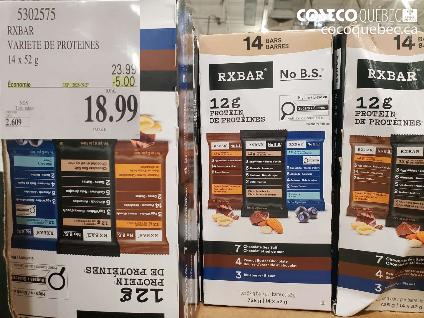 5302575 RXBAR VARIETE DE PROTEINES ($5.00 INSTANT SAVINGS EXPIRES ON 2026-09-27) $18.99