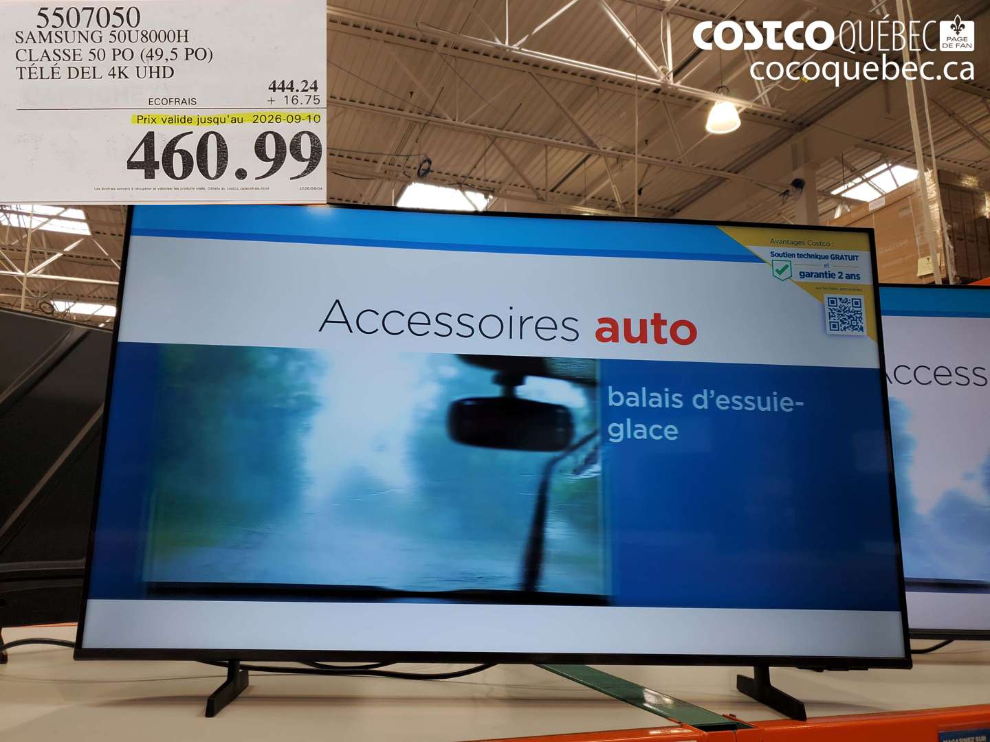 5507050 SAMSUNG 50U8000H CLASSE 50 PO (49.5 PO) TÉLÉ DEL 4K UHD (EXPIRES ON 2026-09-10) $460.99