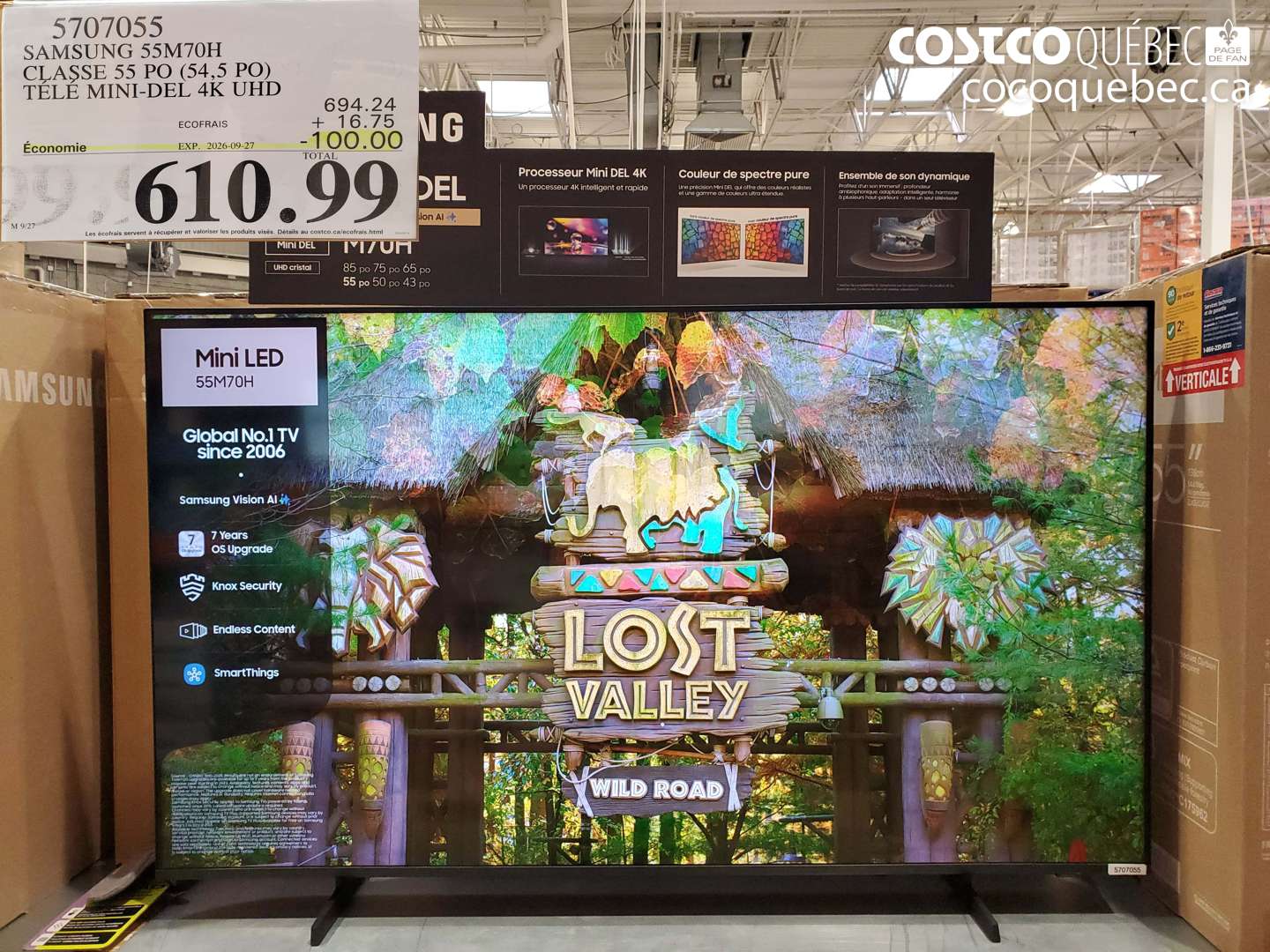 5707055 SAMSUNG 55M70H CLASSE 55 PO (54.5 PO) TÉLÉ MINI-DEL 4K UHD ($100.00 INSTANT SAVINGS EXPIRES ON 2026-09-27) $610.99